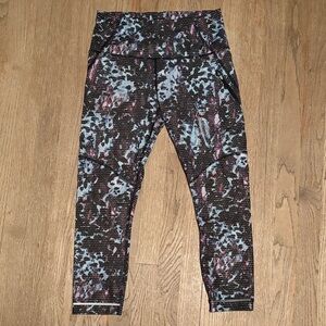lululemon athletica Black and light blue  Patterned Leggings